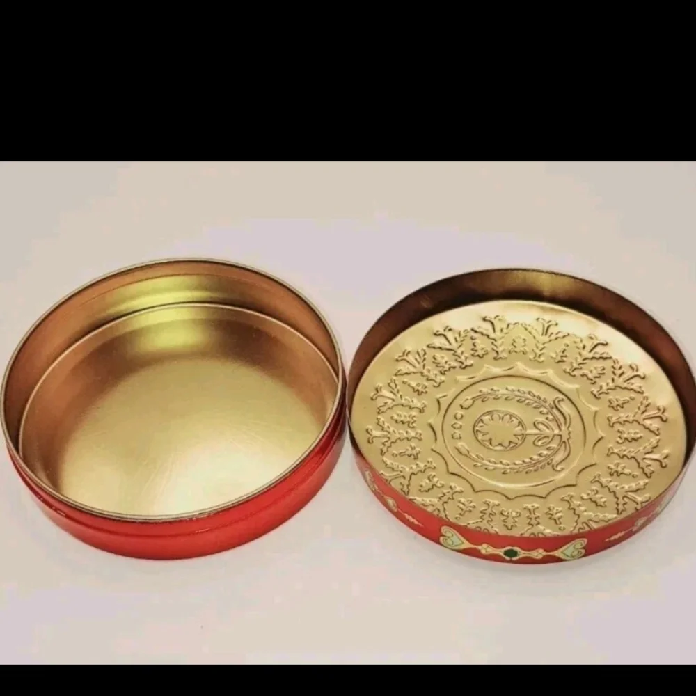 Baret Ware Vintage Miniature Container Tin Made In England Red Gold